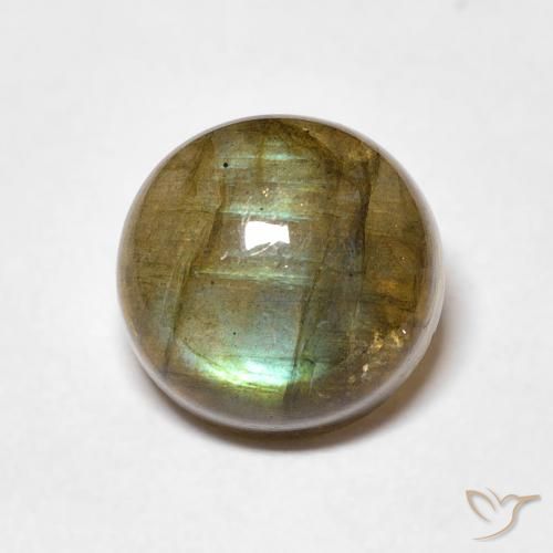 4.51ct 天然 彩色 拉长石, 圆形的, 半透明