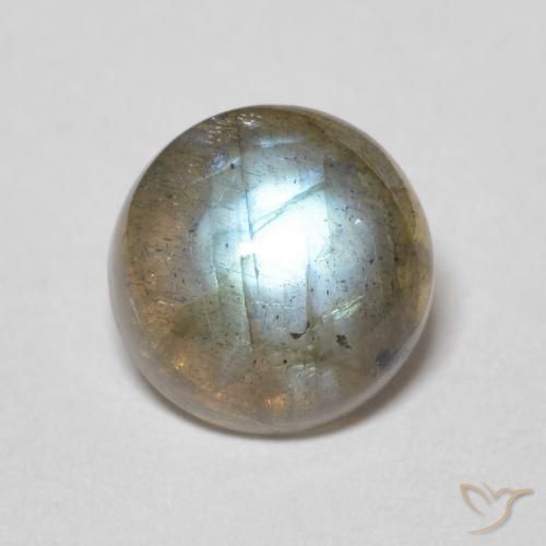 2.16ct 天然 彩色 拉长石, 圆形的, 半透明