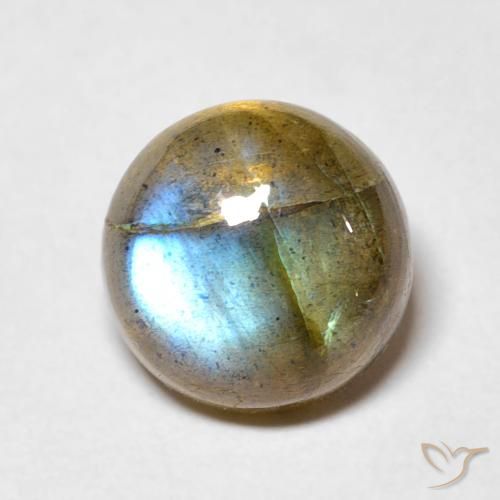 3.48ct 天然 彩色 拉长石, 圆形的, 半透明