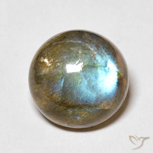 5.86ct 天然 彩色 拉长石, 圆形的, 半透明
