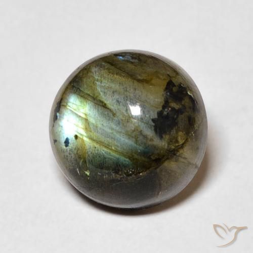 4.64ct 天然 彩色 拉长石, 圆形的, 半透明