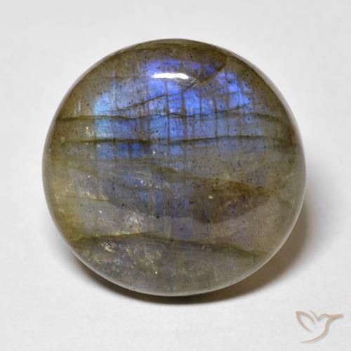 19.06ct 天然 彩色 拉长石, 圆形的, 半透明