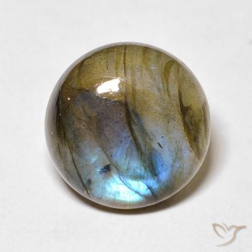 7.62ct 天然 彩色 拉长石, 圆形的, 半透明