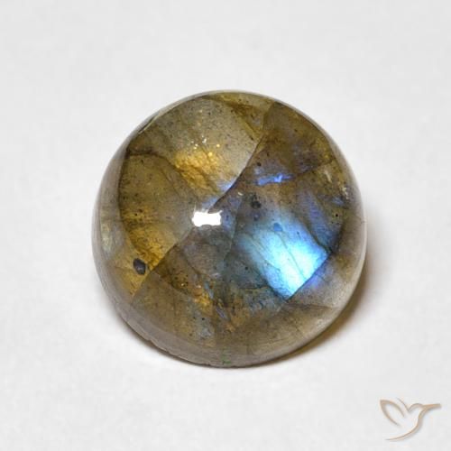 3.48ct 天然 彩色 拉长石, 圆形的, 半透明