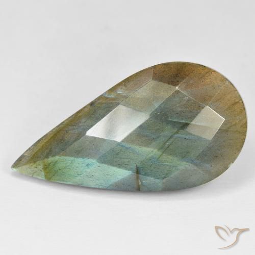 31.85ct 天然 彩色 拉长石, 梨形, 不透明