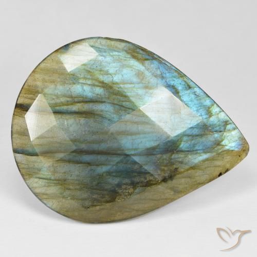 34.55ct 天然 彩色 拉长石, 梨形, 不透明