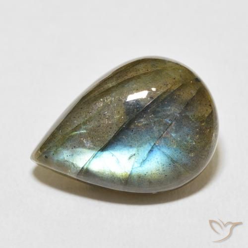 11.39ct 天然 彩色 拉长石, 梨形, 半透明