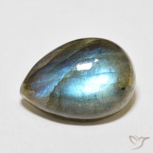 12.70ct 天然 彩色 拉长石, 梨形, 半透明