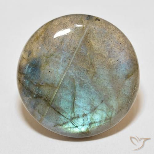 30.10ct 天然 彩色 拉长石, 圆形的, 半透明