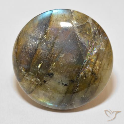 33.96ct 天然 彩色 拉长石, 圆形的, 半透明