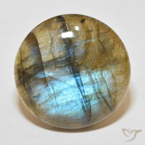 33.08ct 天然 彩色 拉长石, 圆形的, 半透明