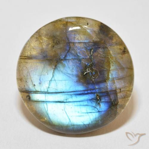33.10ct 天然 彩色 拉长石, 圆形的, 半透明