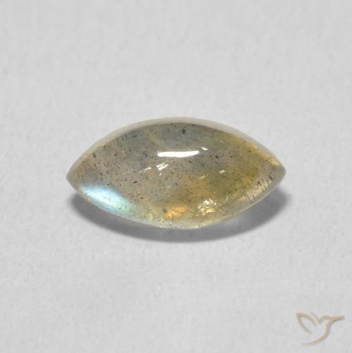 1.38ct 天然 彩色 拉长石, 榄尖形, 半透明