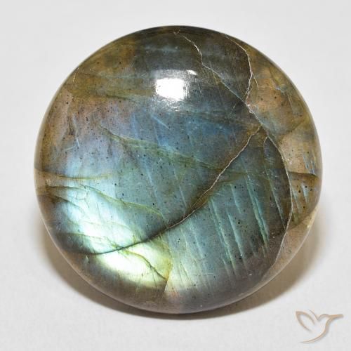 33.59ct 天然 彩色 拉长石, 圆形的, 半透明