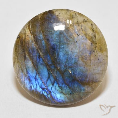 28.95ct 天然 彩色 拉长石, 圆形的, 半透明
