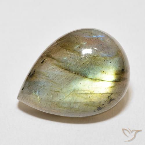 16.33ct 天然 彩色 拉长石, 梨形, 半透明, Photo A
