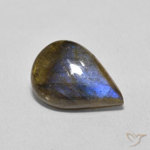 4.18ct 天然 彩色 拉长石, 梨形, 半透明