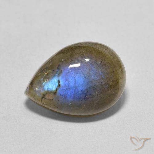 6.76ct 天然 彩色 拉长石, 梨形, 半透明