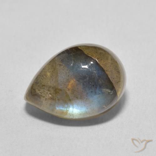 7.61ct 天然 彩色 拉长石, 梨形, 半透明