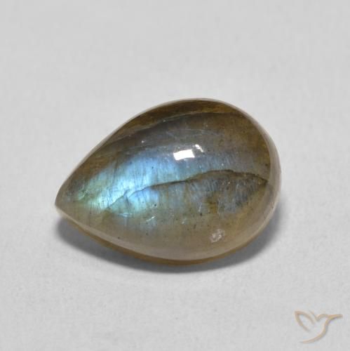 6.49ct 天然 彩色 拉长石, 梨形, 半透明