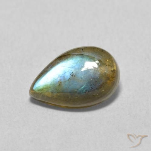 1.43ct 天然 彩色 拉长石, 梨形, 半透明