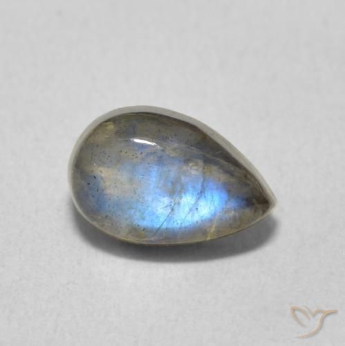 1.63ct 天然 彩色 拉长石, 梨形, 半透明