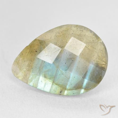7.21ct 天然 彩色 拉长石, 梨形, 半透明