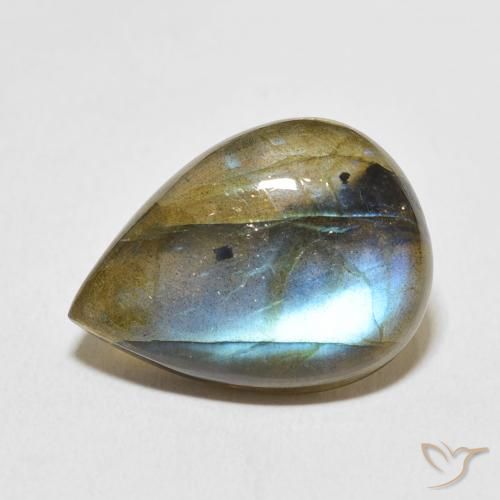 12.79ct 天然 彩色 拉长石, 梨形, 半透明