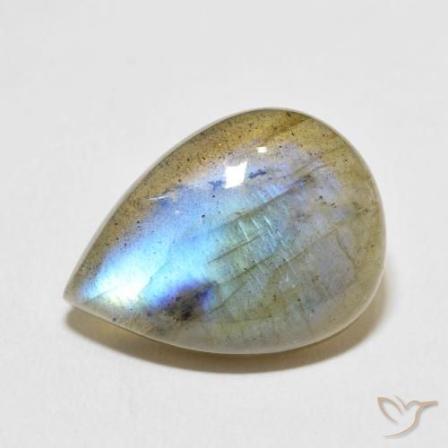 15.04ct 天然 彩色 拉长石, 梨形, 半透明