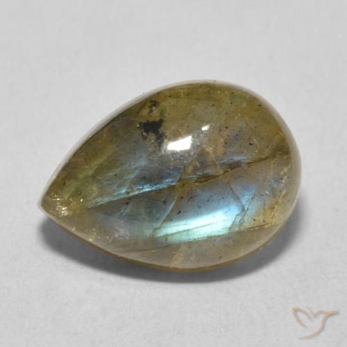 6.39ct 天然 彩色 拉长石, 梨形, 半透明