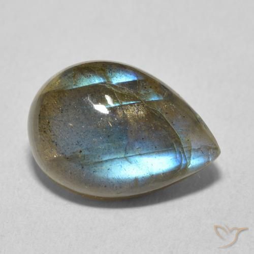 6.02ct 天然 彩色 拉长石, 梨形, 半透明