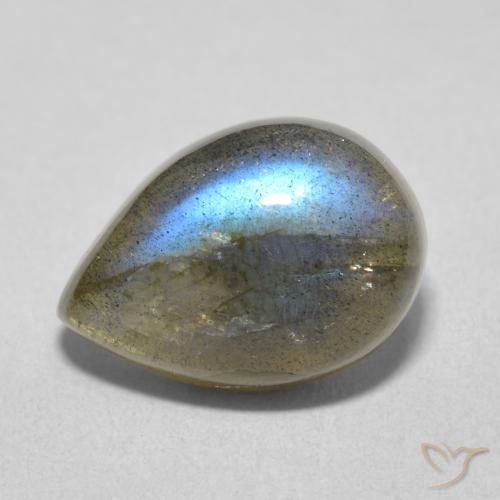 6.16ct 天然 彩色 拉长石, 梨形, 半透明