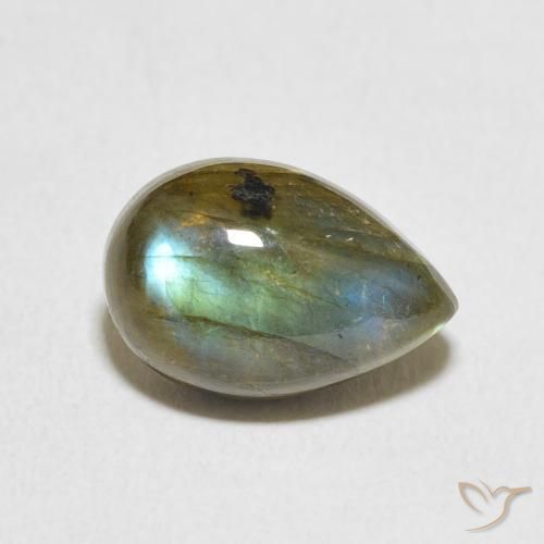 4.03ct 天然 彩色 拉长石, 梨形, 半透明