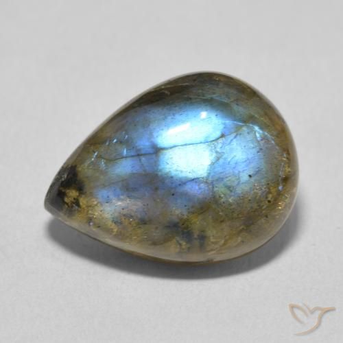 9.44ct 天然 彩色 拉长石, 梨形, 半透明