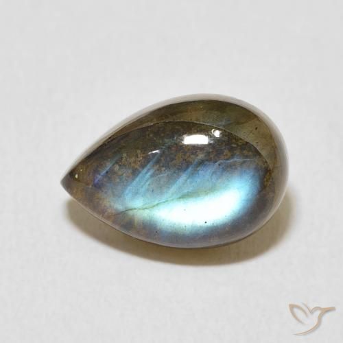 4.07ct 天然 彩色 拉长石, 梨形, 半透明