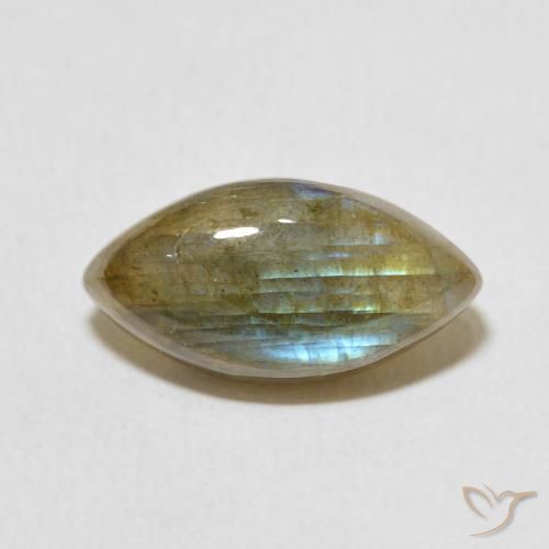 5.32ct 天然 彩色 拉长石, 榄尖形, 半透明
