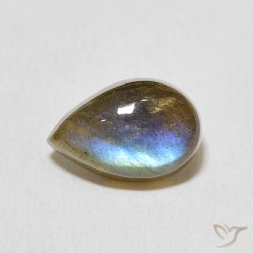 3.49ct 天然 彩色 拉长石, 梨形, 半透明