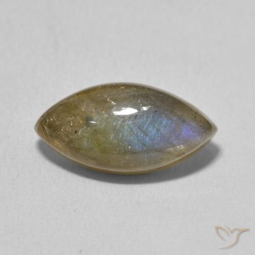 5.13ct 天然 彩色 拉长石, 榄尖形, 半透明