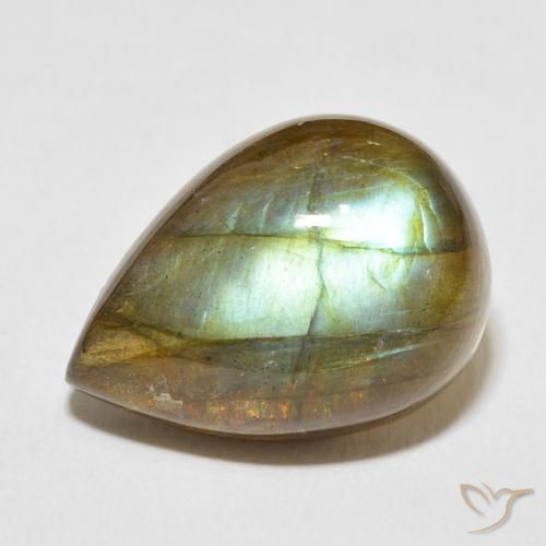 12.52ct 天然 彩色 拉长石, 梨形, 半透明