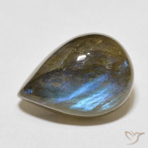 12.37ct 天然 彩色 拉长石, 梨形, 半透明