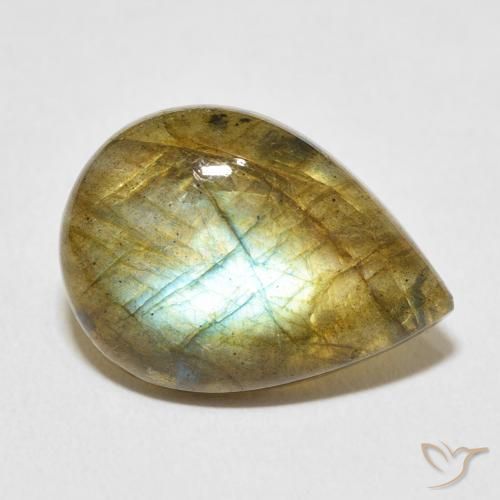 8.73ct 天然 彩色 拉长石, 梨形, 半透明