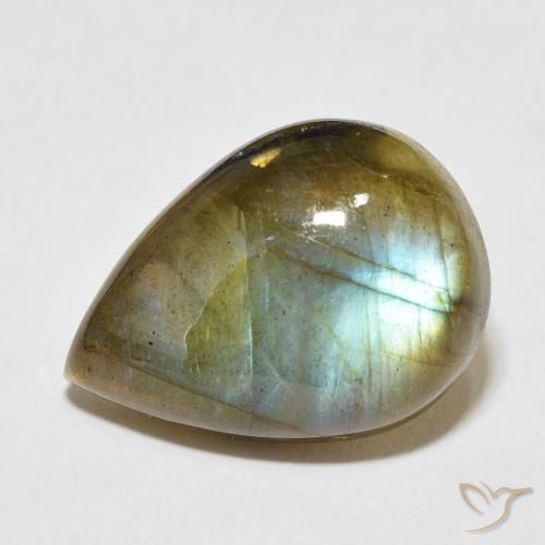 10.51ct 天然 彩色 拉长石, 梨形, 半透明