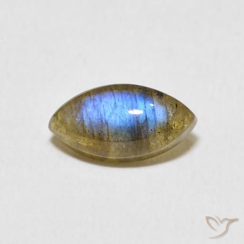 1.31ct 天然 彩色 拉长石, 榄尖形, 半透明