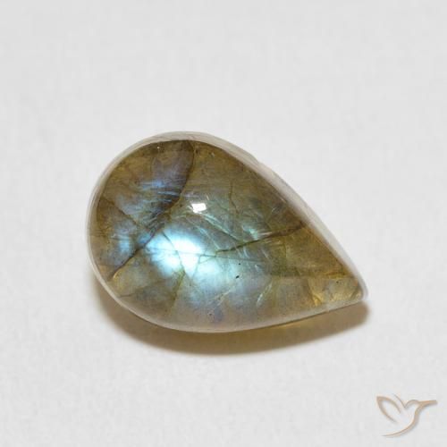 4.17ct 天然 彩色 拉长石, 梨形, 半透明