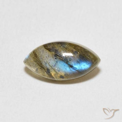 1.37ct 天然 彩色 拉长石, 榄尖形, 半透明