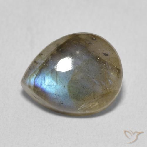 3.40ct 天然 彩色 拉长石, 梨形, 半透明