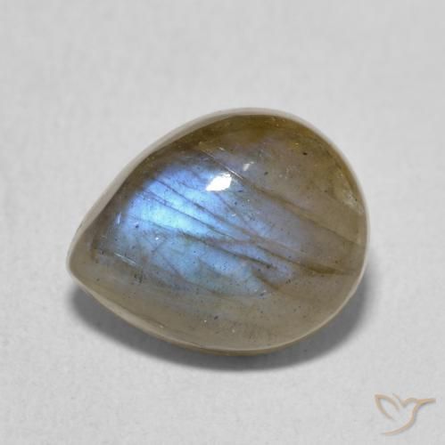 3.66ct 天然 彩色 拉长石, 梨形, 半透明