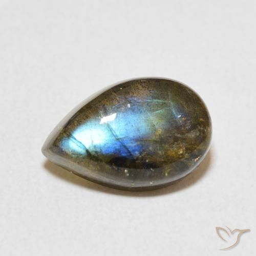 3.51ct 天然 彩色 拉长石, 梨形, 半透明