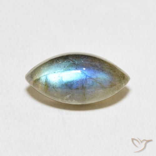 5.28ct 天然 彩色 拉长石, 榄尖形, 半透明