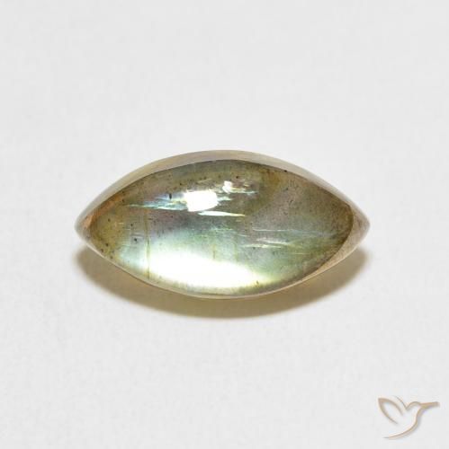 4.66ct 天然 彩色 拉长石, 榄尖形, 半透明
